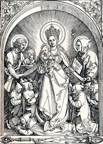 Madonnaen med karteuserbrødrene, døperen Johannes og den hellige Bruno, 1515 1906. av Albrecht Dürer