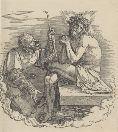 The Man of Sorrows hånet av en soldat, frontispice til den store lidenskapen,.n.d., n.d.. av Albrecht Dürer