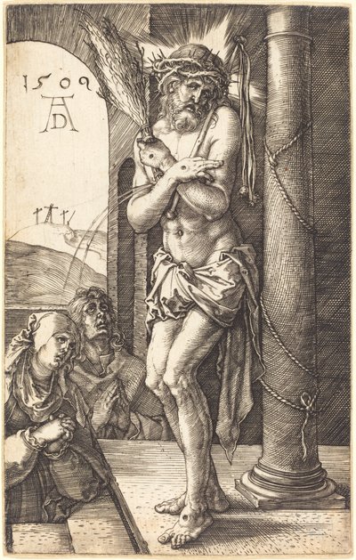 Sorgens mann som står ved søylen av Albrecht Dürer