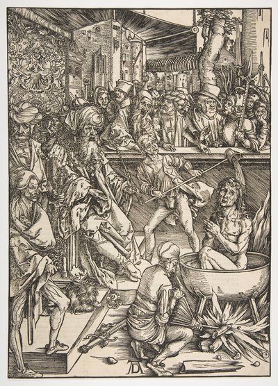 The Martyrdom of Saint John, fra The Apocalypse, Latin Edition 1511, ca. 1496. av Albrecht Dürer