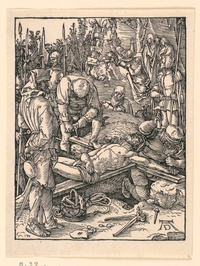 The Nailing to the Cross, fra The Little Passion-serien av Albrecht Dürer
