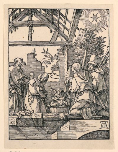 The Nativity (tilbedelse av hyrdene) fra The Little Passion-serien av Albrecht Dürer
