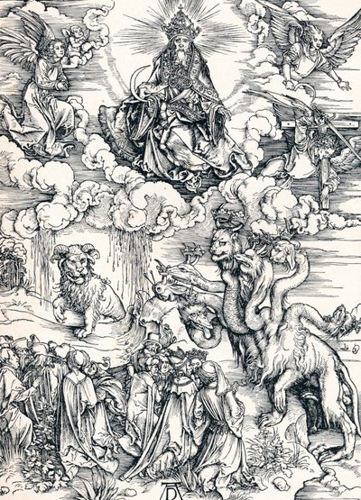 Det syvhodede udyret og udyret med lammehorn, 1498 1906. av Albrecht Dürer