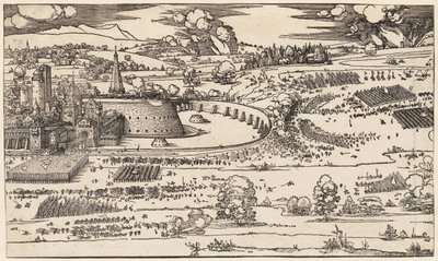 Beleiringen av en festning (bare venstre side, av 2 blokker) av Albrecht Dürer