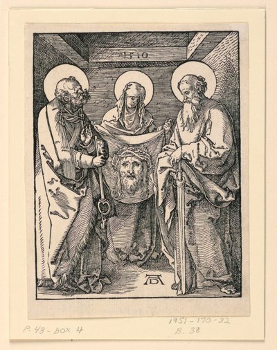 The Sudarium (Saints Veronica, Peter og Paul), fra The Little Passion Series av Albrecht Dürer