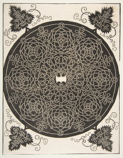Den tredje knuten. Interlaced Roundel med åtte kranser og et scalloped skjold i ..., 1521 før. av Albrecht Dürer