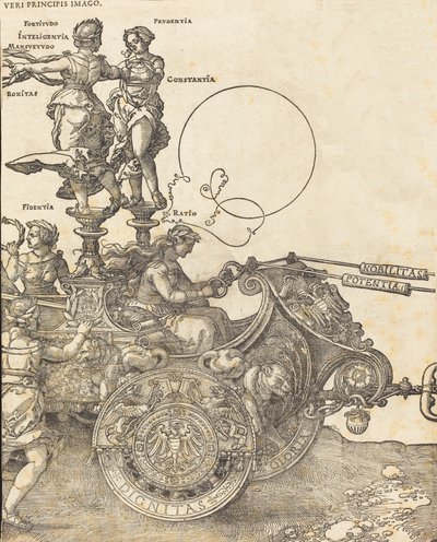 The Triumphal Chariot of Maximilian I The Great Triumphal Car [plate 2 av 8], 1523 latinsk utgave. av Albrecht Dürer