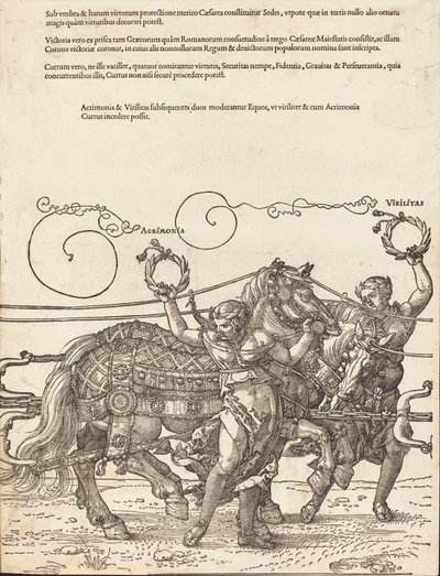 The Triumphal Chariot of Maximilian I The Great Triumphal Car [plate 6 av 8], 1523 latinsk utgave. av Albrecht Dürer