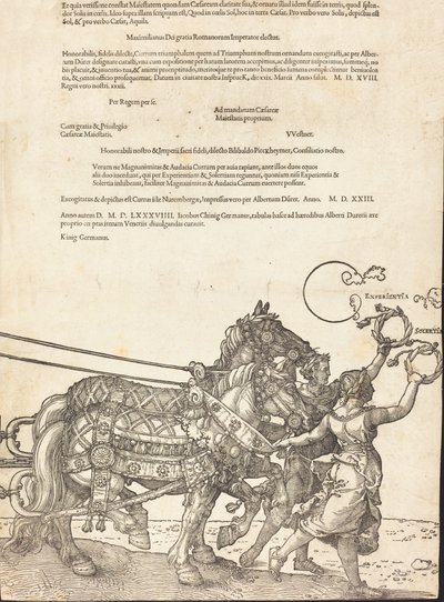 The Triumphal Chariot of Maximilian I The Great Triumphal Car [plate 8 av 8], 1523 latinsk utgave. av Albrecht Dürer