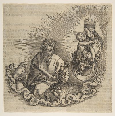Jomfruen som vises til Saint John, Frontispice til Apokalypsen, 1511. av Albrecht Dürer
