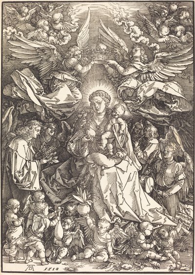 Jomfruen omgitt av mange engler av Albrecht Dürer