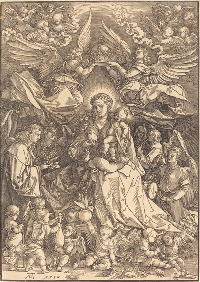 Jomfruen omgitt av mange engler av Albrecht Dürer