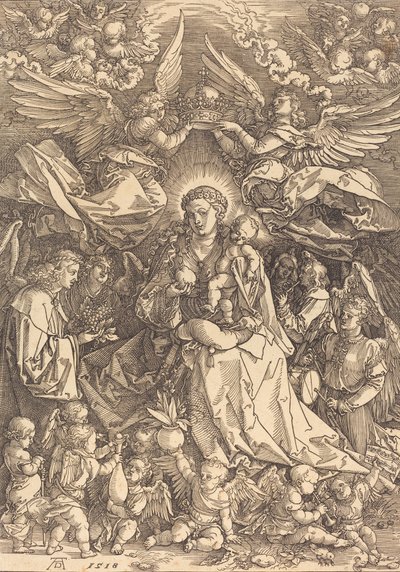 Jomfruen omgitt av mange engler, 1518. av Albrecht Dürer