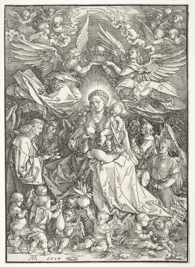 Jomfruen omgitt av mange engler, 1518. av Albrecht Dürer