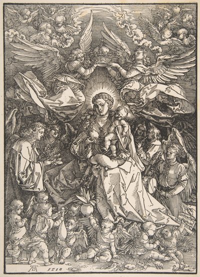 Jomfruen omgitt av mange engler, 1518. av Albrecht Dürer
