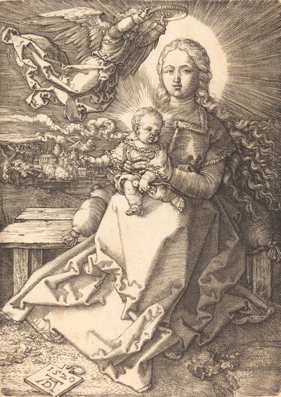 Jomfruen og barnet kronet av en engel, 1520. av Albrecht Dürer