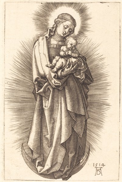 Jomfruen og barnet på en halvmåne med et diadem av Albrecht Dürer