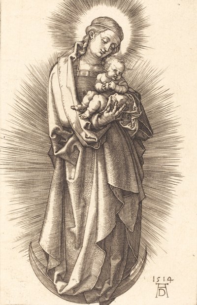 Jomfruen og barnet på en halvmåne med et diadem, 1514. av Albrecht Dürer