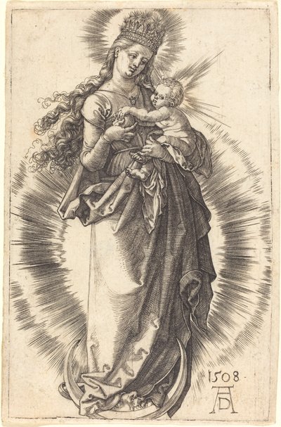 Jomfruen og barnet på en halvmåne med en stjernekrone av Albrecht Dürer