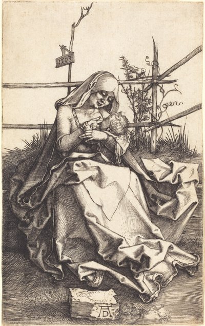 Jomfruen og barnet på en gresskledd benk av Albrecht Dürer