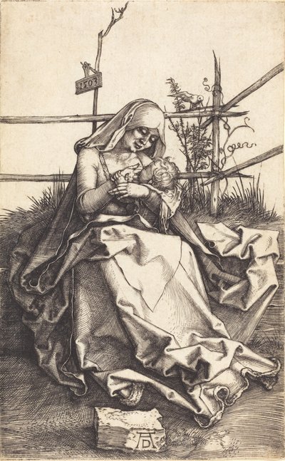 Jomfruen og barnet på en gresskledd benk, 1503. av Albrecht Dürer