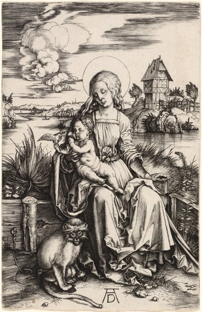 Jomfruen og barnet med apen av Albrecht Dürer