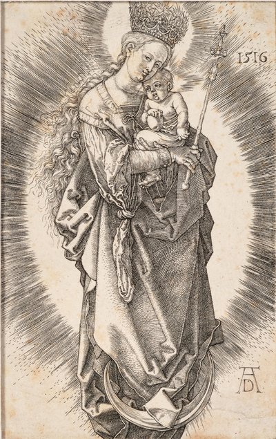 Jomfruen med en krone av stjerner og et septer, 1516. av Albrecht Dürer