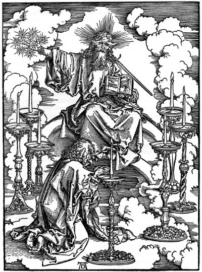 The Vision of The Seven Candlesticks from the Apocalypse, 1498, 1936 av Albrecht Dürer