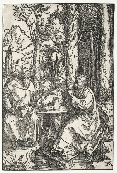 St. Anthonys besøk til St. Paul Eremitten, ca. 1504. av Albrecht Dürer