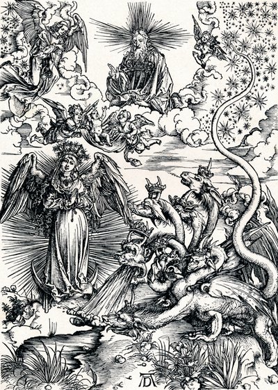 Kvinnen kledd med solen og den syvhodede dragen, 1498 1906 av Albrecht Dürer