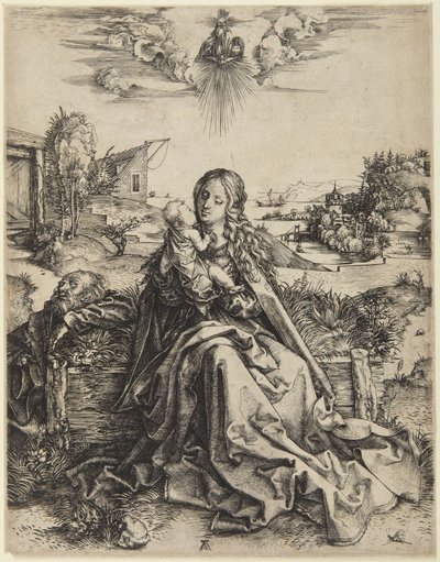 Jomfru Maria med barnet og en øyenstikker av Albrecht Dürer
