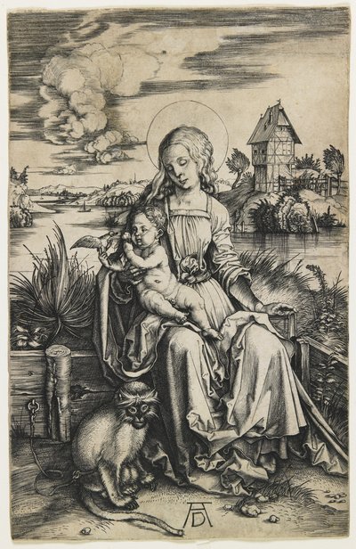 Jomfru og barn med apen, ca. 1498 av Albrecht Dürer