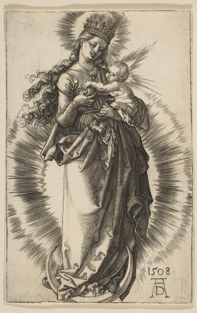 Jomfru på en halvmåne med en stjernekrone, 1508. av Albrecht Dürer
