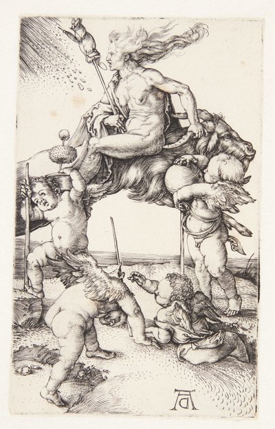 Heks som rir baklengs på en geit av Albrecht Dürer