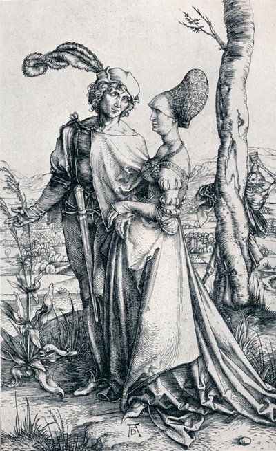 Ungt par truet av døden eller "Promenaden, 1495, 1906" av Albrecht Dürer