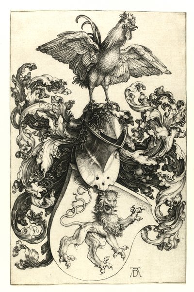 Våpenskjold med løve og hane. 1502-03 av Albrecht Dürer