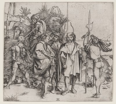 Fem soldater og en tyrker til hest, 1495-96 av Albrecht Dürer