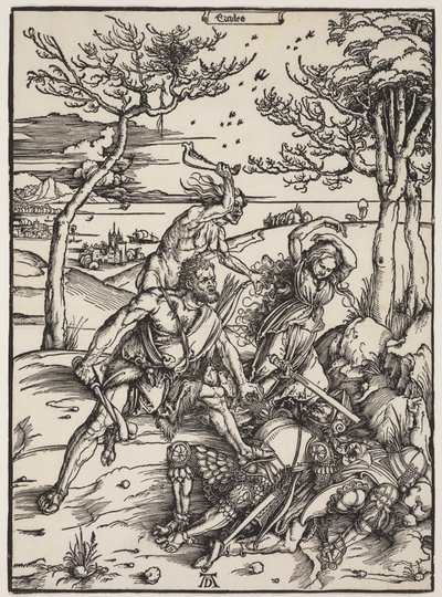 Hercules Conquering Cacus, ca. 1496 (tresnitt) av Albrecht Dürer