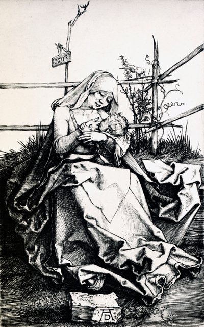 Madonna og barn i et gjerde (gravering på kobber) av Albrecht Dürer