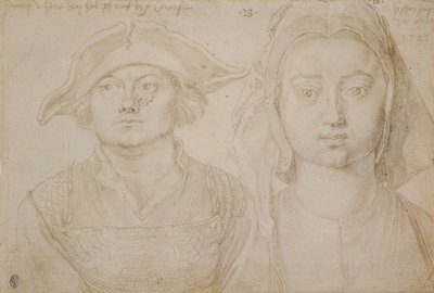 Marx Ulstat; Den vakre unge kvinnen i Antwerpen, ca. 1520-21 (sølvspiss, grunnet på elfenbensfarget papir) av Albrecht Dürer or Duerer