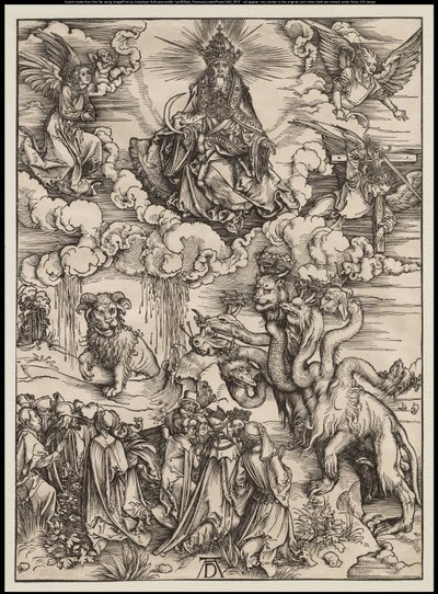 The Apocalypse: The Beast with Two Horns Like a Lamb, 1496-97 av Albrecht Dürer