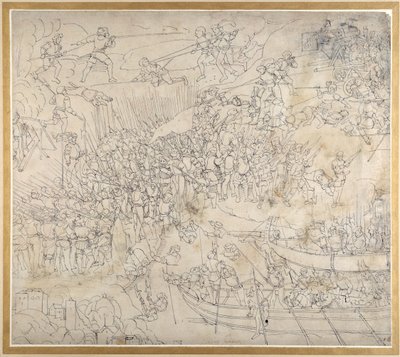 The Assault nær Rorschach ved Konstanzsjøen, ca. 1500 (penn og blekk på papir) av Albrecht Dürer