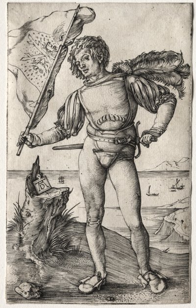 Den burgundiske fanebæreren, ca. 1500 (gravering) av Albrecht Dürer or Duerer