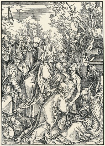 Gravleggingen, fra den store lidenskapen, ca. 1496-97 (tresnitt) av Albrecht Dürer