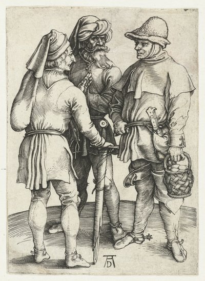 Tre bønder i samtale, av Albrecht Dürer or Duerer