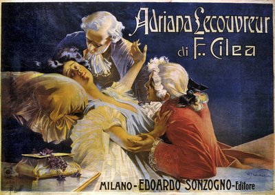 Plakat for opera Adriana Lecouvreur, av Francesco Cilea (1866-1950) av Aleardo Villa