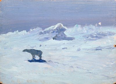 En isbjørn på jakt i månelys natt, 1899 av Aleksandr Alekseevich Borisov