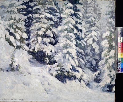 Skog om vinteren. Maleri av Alexander Alexeyevich Borisov (1866-1934). Olje på lerret, 78 x 90 cm av Aleksandr Alekseevich Borisov