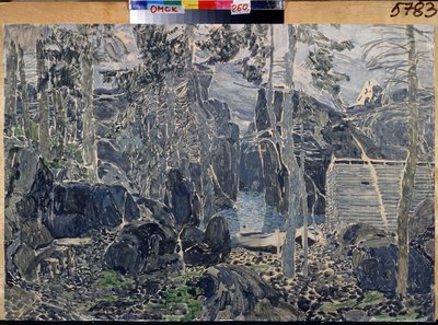 Decor pour la piece de theater Petit Eyolf de Henrik (Henri) Johan Ibsen (1828-1906) (1828-1906) (Scenedesign til teaterstykket Lille Eyolf av H.Ibsen). Oeuvre av Alexander Yakovlevich Golovin (Alexandre Golovine) (1863-1930), aquarelle sur kartong av Aleksandr Jakovlevic Golovin