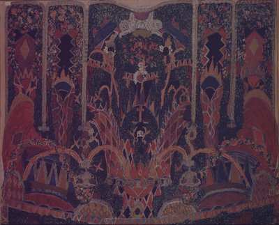 Design av maskeradegardin for teaterstykket Maskeraden av M. Lermontov, 1917 av Aleksandr Jakovlevic Golovin